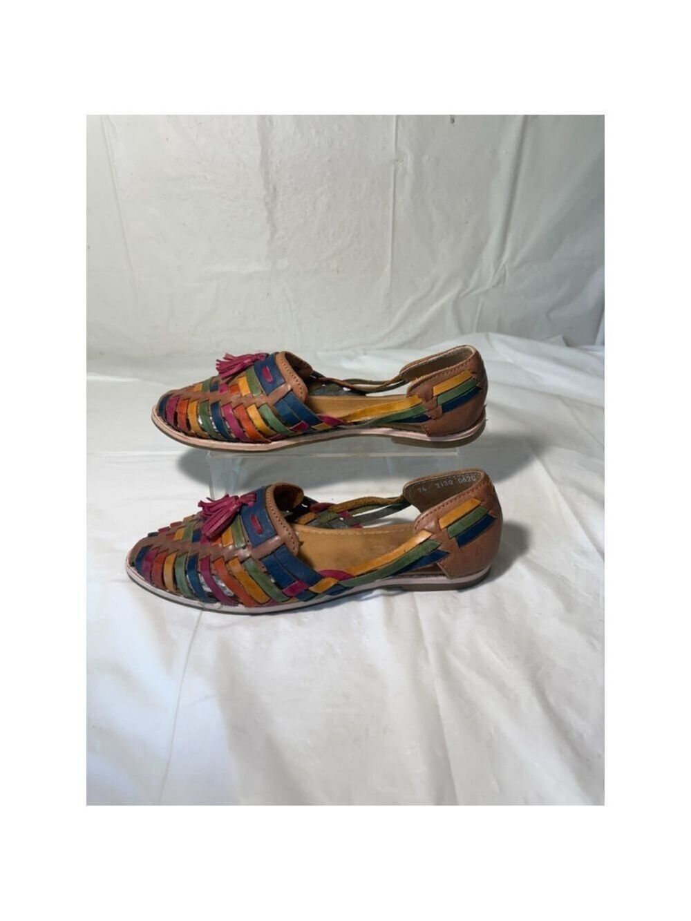 Agave Girl Huarche Leather Rainbow Mexican Sandal Size 9